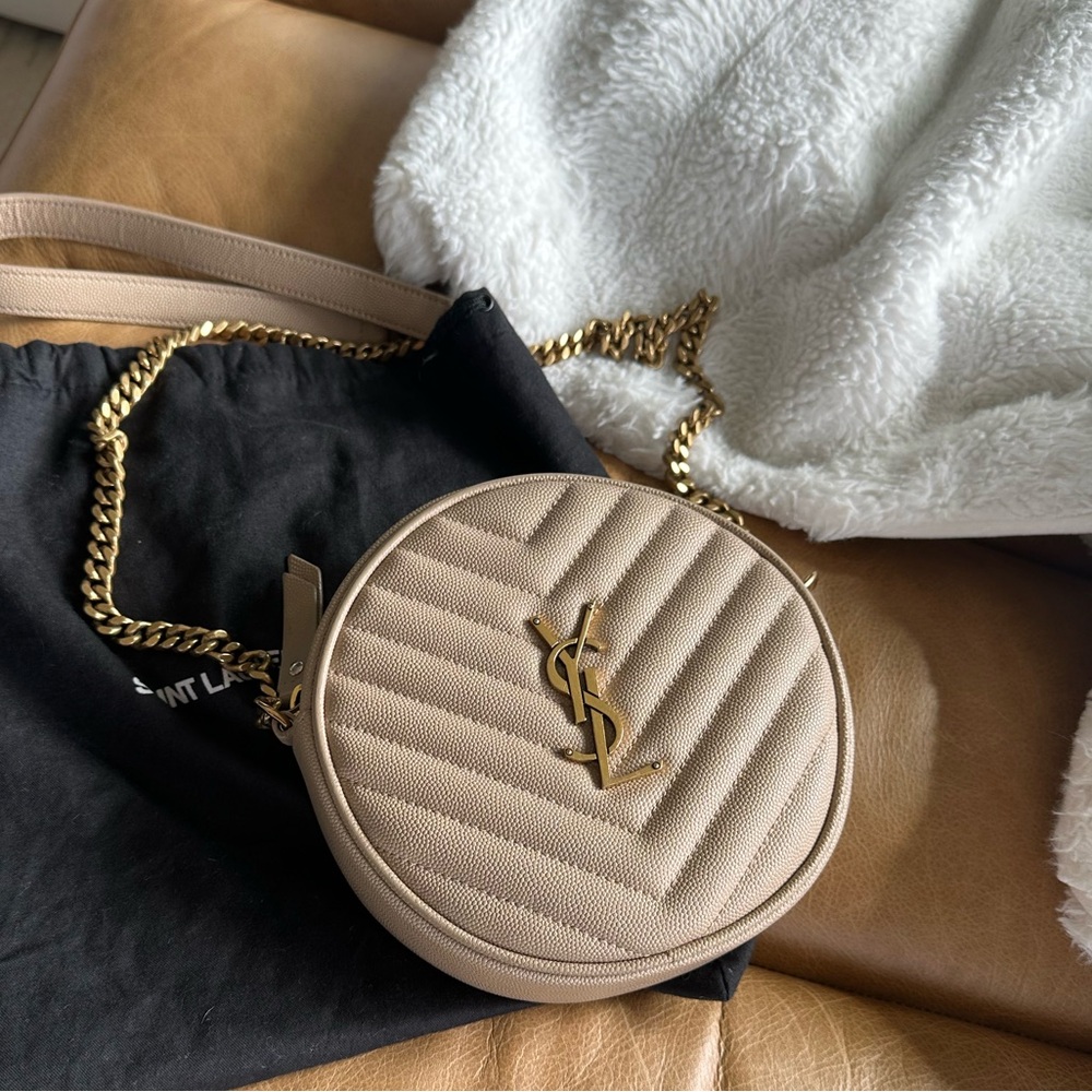 YSL round chevron bag with gold hardware
